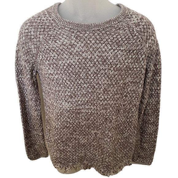 LUCKY BRAND Boho Gray Braided Sweater w/ Fray Women SP Small Petite - Picture 1 of 7